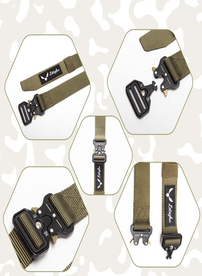 حزام Letszhu التكتيكي، حزام من النايلون بعرض 1.5 بوصة مزود بإبزيم سريع الفتح وخطاف MOLLE للاستخدام اليومي، والاستخدامات العسكرية، والمشي لمسافات طويلة، وأعمال التجهيز (لون أخضر عسكري) - Image 3